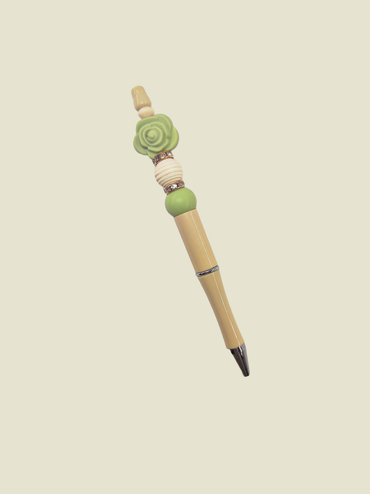 PENNA CON DECORAZIONI VERDI, LEGNO E STRASS
