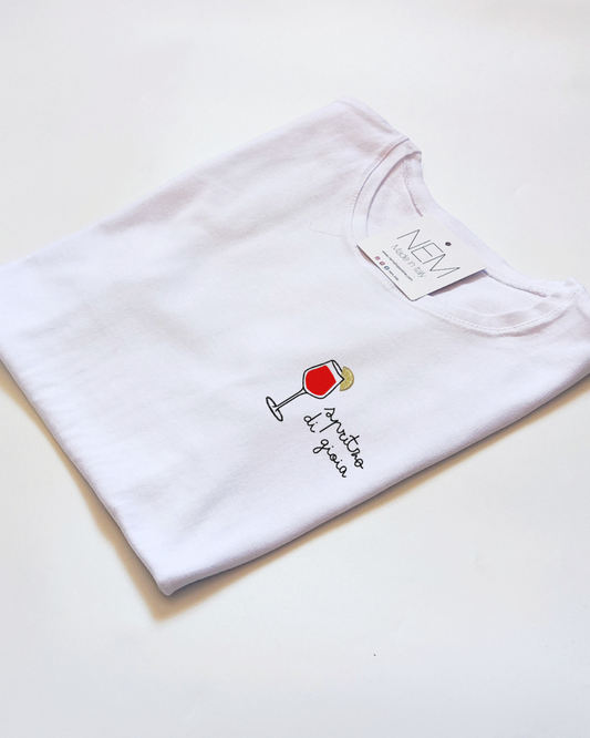 T-SHIRT RICAMO FRASE + IMMAGINE